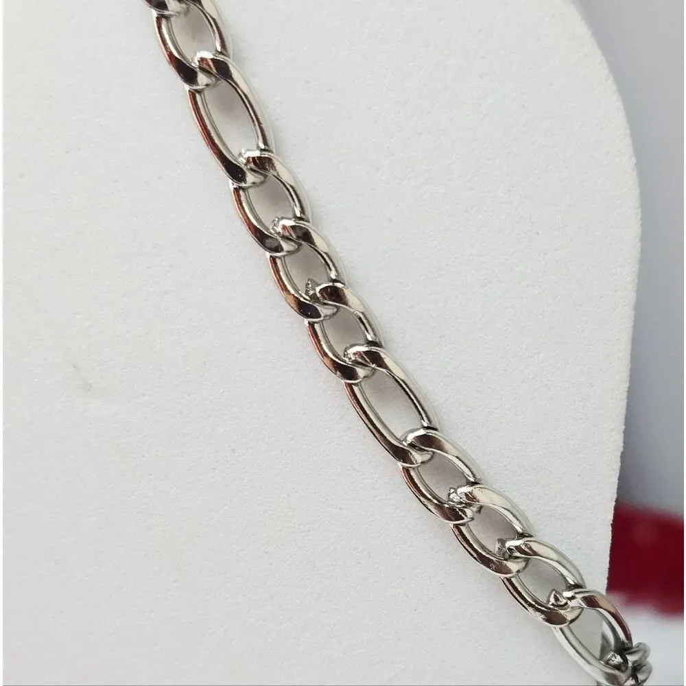 Stainless Steel Figaro Chain Bracelet 5mm Unisex Silver 8